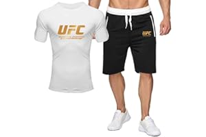 WXYZ Sudadera Camiseta De Pelea De UFC, Chándal De Verano con Estampado De Letras Y Cuello Redondo, Conjunto Camiseta Manga Corta + Pantalón Corto (Color : A1, Size : Medium)