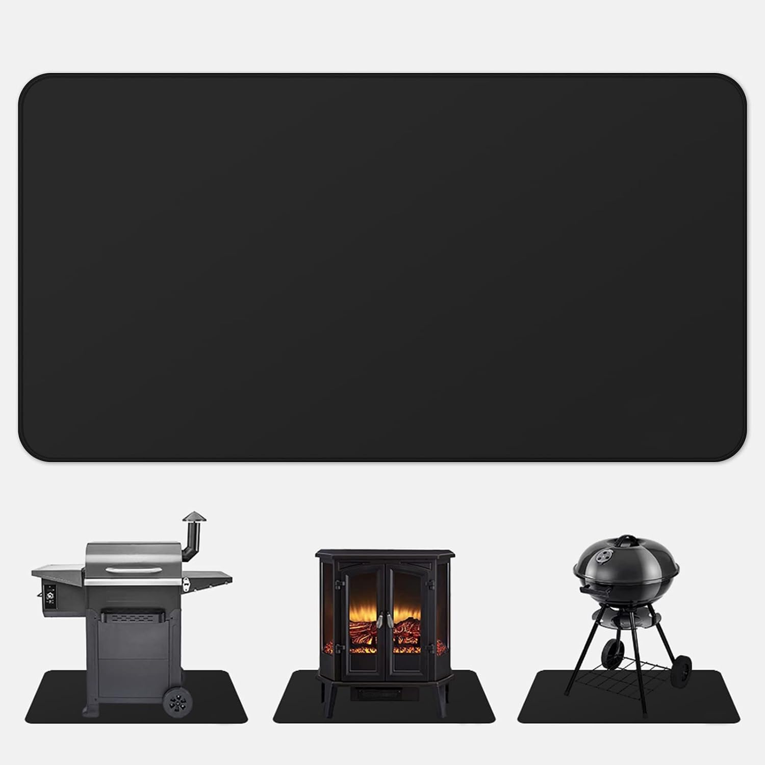 FLASLD Alfombra Ignifuga Semiredonda,Estera ignífuga para Chimenea de 61x104 cm, Alfombrilla de Salpicaduras de Gas Resistente al Calor, Protector para Patio, tapete Protector para Pisos