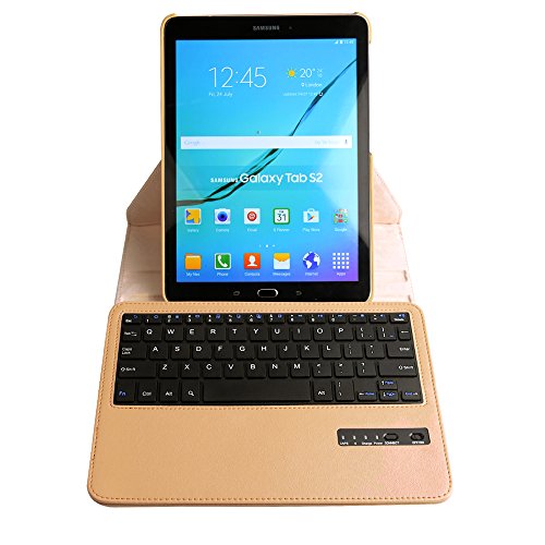 KVAGO Samsung Galaxy Tab S2 9.7 SM-T810 / LTE SM-T815 Bluetooth Tastatur（deutsche QWERTZ）Schutzhülle Keyboard Case mit einstellbarem Blickwinkel Funktion (360°Drehstandfunktion) - 4