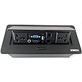 Audiovan Hydraulic Cable Cubby Popup Box with HDMI Connector, Audio Connector LAN Wire & Power Ports & USB Port with 6 Months Warranty (10 Module, Black)
