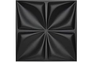 Art3d Matt Black 3D Wall Panel PVC Flower Design Cover 3 Sq Meter, for Interior Wall Décor in Living Room,Bedroom,Lobby,Office,Shopping Mall