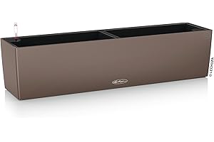 Lechuza BALCONERA Color 80 Self Watering Planter Plastic Indoor/Outdoor Flower Plant Pot Table and Window Box with Drainage Hole H19 L80 W19 cm Nutmeg