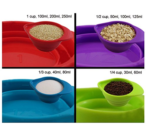 Kuke Silikon faltbar Messbecher Multipurpose-Umweltfreundlich und temperaturbeständig Küche Werkzeuge Grün-S - 2