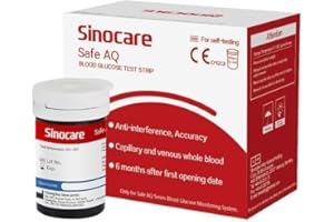 sinocare 25 x Tiras Reactivas de Prueba Glucosa, para Sinocare Safe AQ Smart y Voice, Incluye 25 Lancetas