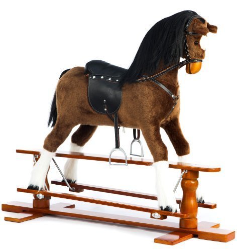 Large Brown Plush Rocking Horse - Champ