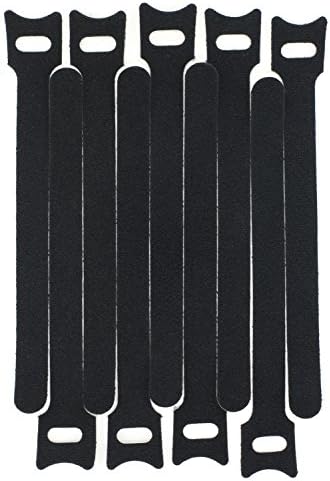 Lustre 10pcs x Black Adjustable Strap Reusable Cable Ties Tidy Wrap Hook &amp; Loop 10mm x 150mm