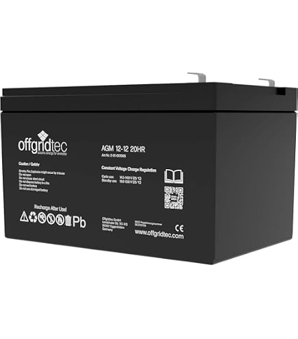 Batteria AGM 12V 22Ah Deep Cycle Sigillata VRLA Per Solare, Camper, Barca, UPS E Veicoli Elettrici, Scarica Lenta, Senza Manutenzione