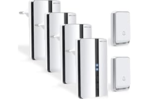 Bell4U Timbre inalámbrico exterior impermeable sin batería – con cuatro receptores – resistente al agua - para puerta de casa