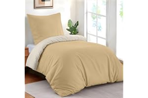 Dreamzie - Poszewka na kołdrę 135x200 cm z 1 poszewką na poduszkę 50x70 cm - Beżowy/Piaskowy - Zestaw pościeli 135x200 ze 100% mikrofibry - 2 sztuki - Oeko TEX