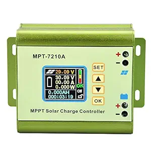 MPT-7210A LCD Solar Charge Controller, LCD Display Aluminum Alloy MPPT Controller, Suitable for Lithium Battery Pack/Solar Equipment, Automatic Charging Management.