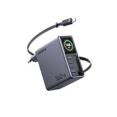 UGREEN Nexode Pro 160W USB C Charger with Retractable Cable TFT Display | 4 Ports 140W Max PD 3.1 PPS 45W Compatible with Mac