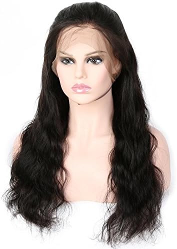 Quercy Hair® Soft Body Wave 360 Lace Wig, Best Brazilian Virgin Human Hair Customized 360 Full Lace Frontal Wigs for Ladies with 150% High Density Natural Color (20inch)