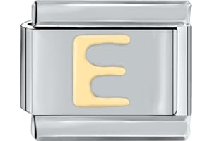 papasgix Italian Charms Gold Letter A-Z Italian Modular Charm Bracelet Link 10mm*9mm Module Handmade Bracelet Links for Woman Man Detachable Personalized Bracelet