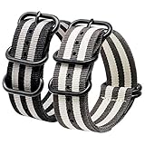 FERZA Home Premium Nylon-Uhrenarmbänder mit Edelstahlschnalle - optionale Farben 2er Pack (Color : Black White+Brown White, Size : 18mm)