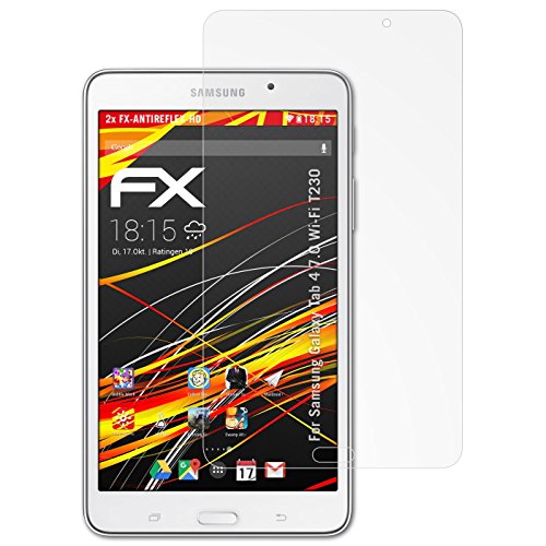 Samsung Galaxy Tab 4 7.0 (Wi-Fi T230) Displayschutzfolie - 2 x atFoliX FX-Antireflex-HD hochauflösende entspiegelnde Folie