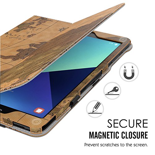 MoKo Samsung Galaxy Tab S3 9.7 Hülle – PU Leder Ständer Schutzhülle Smart Case Cover mit Stift-Schleife / Standfunktion und Auto Sleep / Wake Up Funktion für Samsung Galaxy Tab S3 9.7 Zoll (2017) SM-T820 / T825 Tablet, Landkarte H - 7