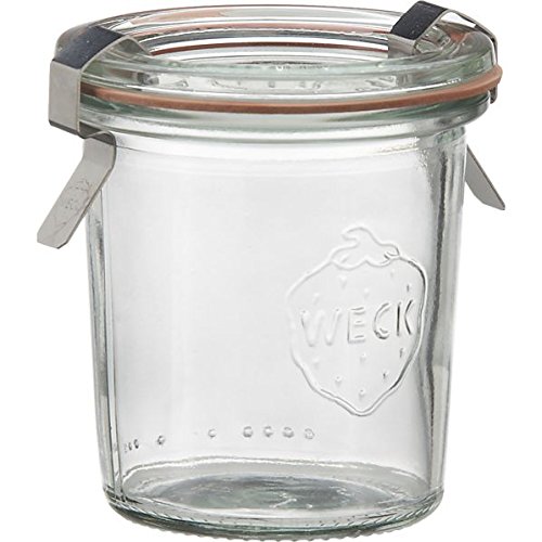 Weck Vasetto 140 ml con Coperchio da 60 mm, Completi di Guarnizione e Clips, Scatola da 12 Pezzi, Vetro, Trasparente