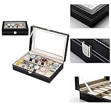 Uhrenbox 12 uhren Uhrenkoffer Schaukasten Uhrenkasten Uhrenvitrine für 12 Uhren aus kunstleather uhrenbox herren damen