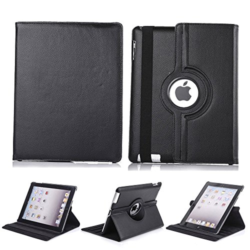 For iPad 2 3 4 Hülle,HAVE1SEE 360 Rotating PU Leather Folio Hülle Cover Stand for Apple iPad 2 3 4 Black