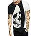 Produktbild T Shirt Herren, HUIHUI Coole V-Ausschnitt Kurzarm Sweatshirt Slim Fit Basic UV Polo-Shirt Mode Sport Oberteile Oversize Bench Tops Schädel Drucken Sommer Freizeit Hemd Poloshirt (L, Schwarz)