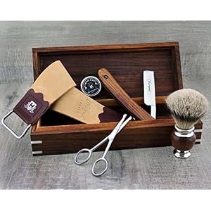 Handle Straight/Cut Throat Razor with Strop, Paste and Trimming Scissors - Image 5