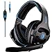 Price comparison product image SADES Gaming Headset with Mic for PS4 SA810 2018 New Noise Reduction Crystal Clarity 3.5 mm Professional Game Headsets for PC(Black&Blue)