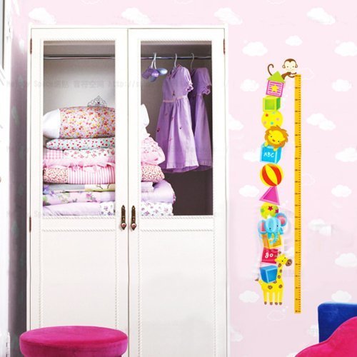 YESURPRISE New PVC Creative Naughty Monkey and Yellow Giraffe cartoon animals Height Chart Nursery living room children's room backdrop Wall Stickers children holiday party baby kid's room bedroom wallpaper art Mural decal Paper House Sofa Room Decorative Home DIY Decoration