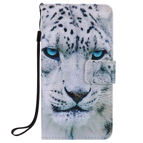 Feeltech Samsung Galaxy J510/J5 2016 Hülle PU-Leder und Brieftasche Bunte Muster Fall mit Magnetverschluss, Hybrid-Kickstand mit Stand-Funktion, schlagen Sie schützende weiche TPU Stoßstangenabdeckung und Kreditkartenhalter für Samsung Galaxy J510/J5 2016 Handgelenk Bügel-Buch-Art-Geldbeutel-Tasche mit 2 In 1 Berühren Sie Stift – White leopard - 2