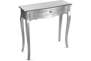 VERSA Cagliari Consolle Ingresso, Tavolo Consolle, Tavolino Ingresso, Tavolo Salotto, con 1 cassetto, Misure (A x L x l) 80 x 30 x 80 cm, Legno, Colore Argento