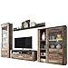 Produktbild Mirjan24  Wohnwand Larona 10 Anbauwand Wohnzimmerschrank Schrankwand Wohnzimmer-Set (mit weißer LED Beleuchtung, Nuss Satin/Touchwood)