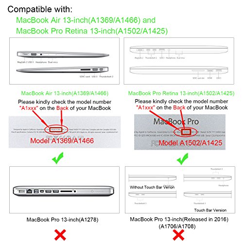 WALNEW Schlanke Leder MacBook Air 13 Zoll Hülle, MacBook Schutzhülle, Hülle, Case, Cover, MacBook Pro Retina 13 Zoll Hülle mit Handgriff, geschütztes Inneres und externes Mousepad - 2