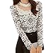 DSD09 2015 The New Chiffon Lace Splice Bottoming shirt Women Embroidered Long-sleeved T-shirts (S, BLACK)