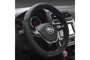 HONCENMAX D Type Steering Wheel Cover - Flat Bottom Car Steering Wheel Protector for Men Women - D Cut Shaped Diameter 38cm(15") PU Leather Black