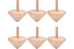 TOYANDONA 6pcs Wood Spinning Toy DIY Wooden Spinning Tops Unfinished Spinning Tops Kids DIY Painting Toys Craft Supplies Log Color