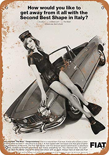 Kia Haop Placa de Metal para Colgar de la Pared con diseño de Chica araña de 1966 para Fiat 1500