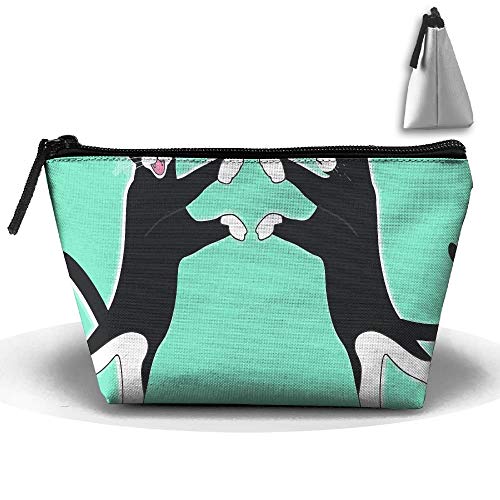 Dancing Black Cat Multifunction Portable Pouch Trapezoidal Storage Travel Bag