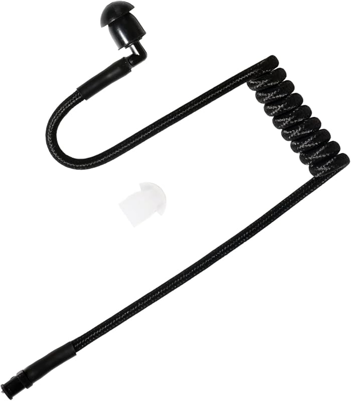HYSHIKRA Nylon Kinitted Replacement Covert Acoustic Air Coil Audio Tube Compatible with Motorola Kenwood Baofeng Walkie Talkie FBI Security Earpiece Headset (Black, 1)