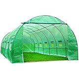 Superworth 6M X 3M Fully Galvanised Steel Frame Poly Tunnel Greenhouse Pollytunnel Tunnel 25MM Tube 18 m² Area 2M Height 12 Windows 2 Doors 6 Sections