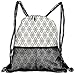 Produktbild RAINNY Drawstring Backpacks Bags,Eastern Flower Patterned Abstract Geometric Shapes Oriental Asian Culture,5 Liter Capacity,Adjustable