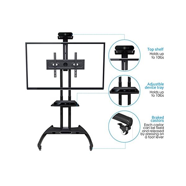 Universal Mobile TV Stand For LED OLED LCD Plasma 32 To 65 Inch Black - Image 10