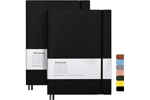 Wiisdatek B5 College Ruled Notebooks - 2 Pack B5 Large Journal Notebooks with 376 Numbered Pages,100gsm Thick Lined Paper,Soft PU Leather Cover,7.6 X 10 inch(Black)