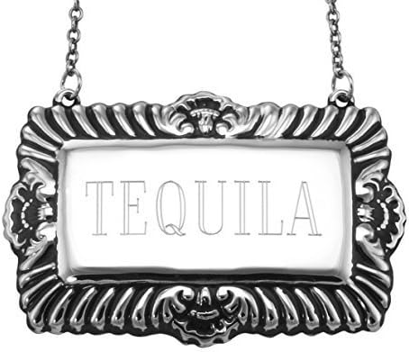 Tequila Liquor Decanter Label / Tag - Sterling Silver by Silver Mine Gifts