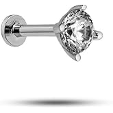 NEREZE 925 Ayar G&uuml;m&uuml;ş Rodyumlu Minimal 4 mm Tek Taş Tragus Piercing K&uuml;pe