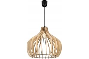 LIGHT HOME LH Light-Home Abat Jour Suspension Luminaire Lustre Industriel Timber - Moderne Abat Jour Plafond pour Chambre Salon et Cuisine - en Metal et Bois - À 1 Lumières - Scandinave