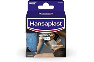 ‎HANSAPLAST Hansaplast Kinesiologie Tape, wasserfestes Sport Tape lindert Muskelschmerzen und fördert die Durchblutung*, Kinesio Tape bietet Unterstützung für Gelenke und Muskeln*, 1 Rolle, Blau