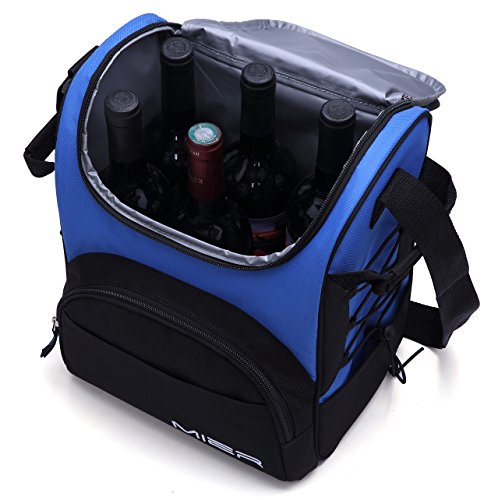 MIER Große Kühltasche XL Isoliertasche Thermotasche Lunchtasche Picknicktasche mit Flaschenhalter, Tragesystem mit verstellbarem Schultergurt, Blau - 6