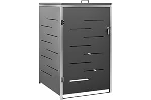 Yolola Mülltonnenbox 1 Tonnen Mülltonnenverkleidung für 1 Mülltonnen Mülltonnenbox Metall Mülltonne Müllcontainer Mülltonnenbox 69x77,5x115 cm Anthrazit