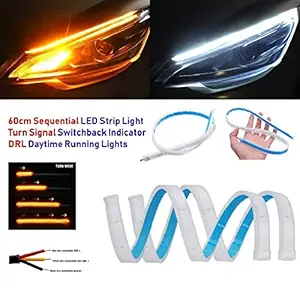 AUTOPOWERZ Set of 2 led strip 60cm DRL | Daytime Running Light | Flexible | Soft | White and Yellow Color