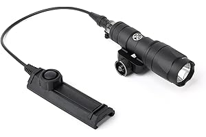 QIRUIMY M300A Lampe de poche Airsoft tactique avec interrupteur à double fonction,LED lampe de reconnaissance à 600 lumens pour le système ferroviaire Picatinny de 20 mm (Noir)