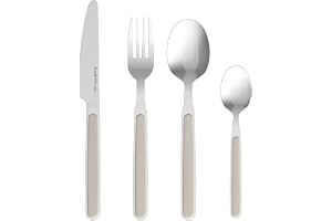 BergHOFF Balance 24Pc Flatware Set Stainless Steel Sleek Design with Glossy PP Cover Handle, Moonbeam